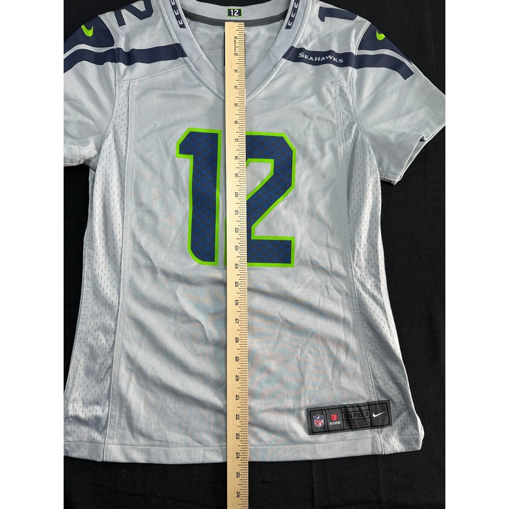 Nike Seattle Seahawks 12th Man Fan Jersey Womens Small Wolf Grey NFL On Field - Picture 5 of 6